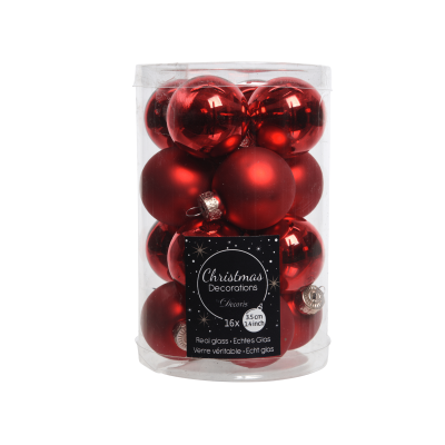 Lot de 16 boules de Noël rouge