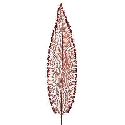 Branche de fougère avec paillettes rouge