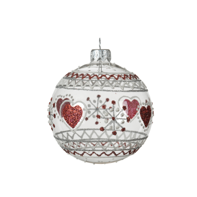 Boule de Noël transparente avec coeur à paillettes