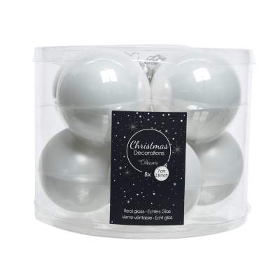 Lot de 8 boules de Noël blanc d'hiver