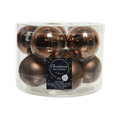 Lot de 10 boules de Noël / marron 