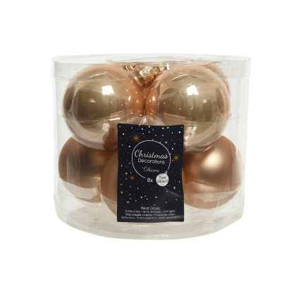 Lot de 8 boules de Noël / caramel