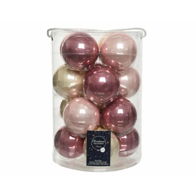 Lot de 16 boules de Noël / rose