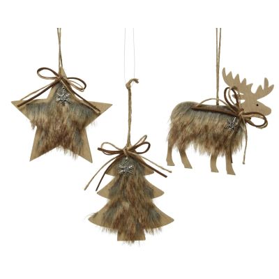 Suspension de Noël bois et marron