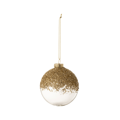 Boule de Noël transparente avec paillettes dorées S