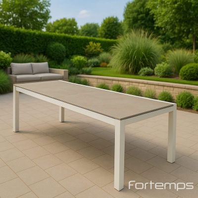 Table extensible Livorno blanche 220/330x106cm céramique "Palladium Grey"