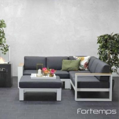Salon de jardin en angle blanc Cube