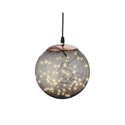 Micro led boule plastique fixe - dia20.00-h20.00cm-80l - gris fume/blanc classique 