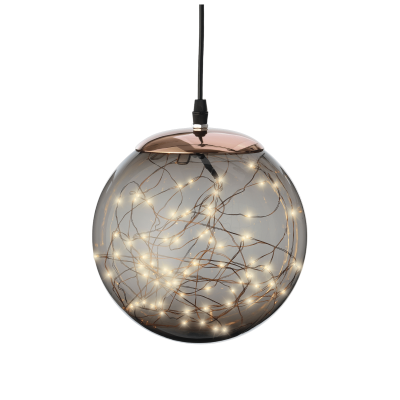Micro led boule plastique fixe - dia30.00-h30.00cm-140l - gris fume/blanc classique 