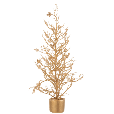 Arbre nu en pot pailleté or L 