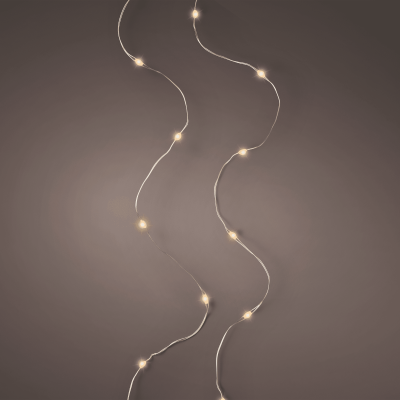 Guirlande lumineuse Micro led fixe intérieur - 295cm-60l - argent/blanc classique 