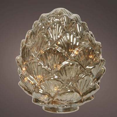 Guirlande lumineuse Micro led pomme de pin fixe bo intérieur - dia17.00-h19.00cm-15l - gris fume/blanc classique 