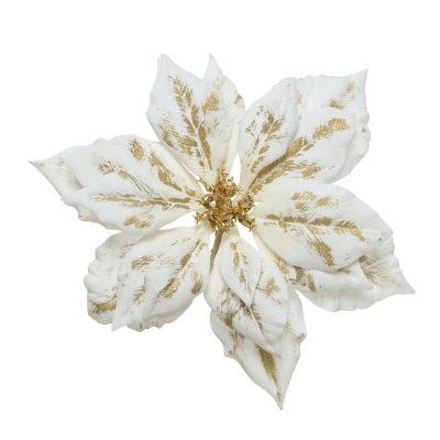 Fleur de Noël en velours blanc et or