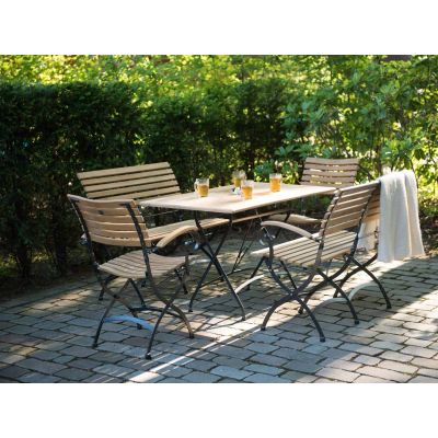 Ensemble de jardin Darwin/Bellini: table en teck 120 x 70 cm + 2 Fauteuils  + 1 banc