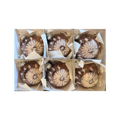 Lot de 6 boules de Noël brun noix avec dessins