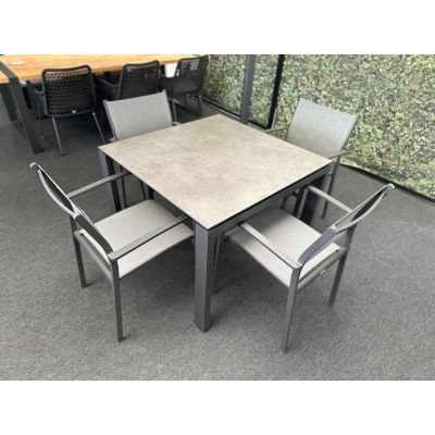 Ensemble de jardin Goa/Tosca : table HPL Goa 5x95cm + 4 Tosca 